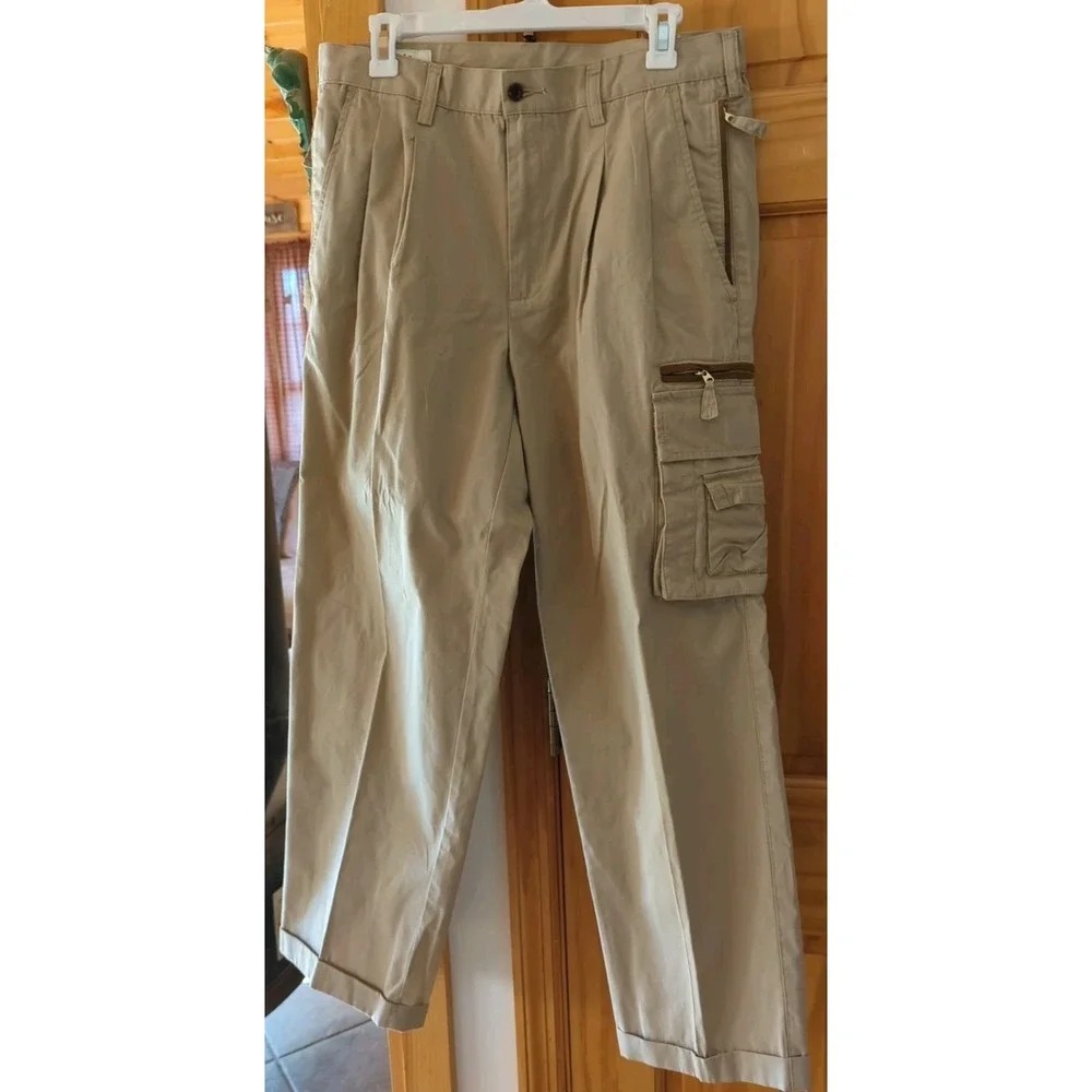 Vintage Orvis Foothills Cargo Pants Men's 34 (Fits 34x29) Tan Suede Trim NEW NWT